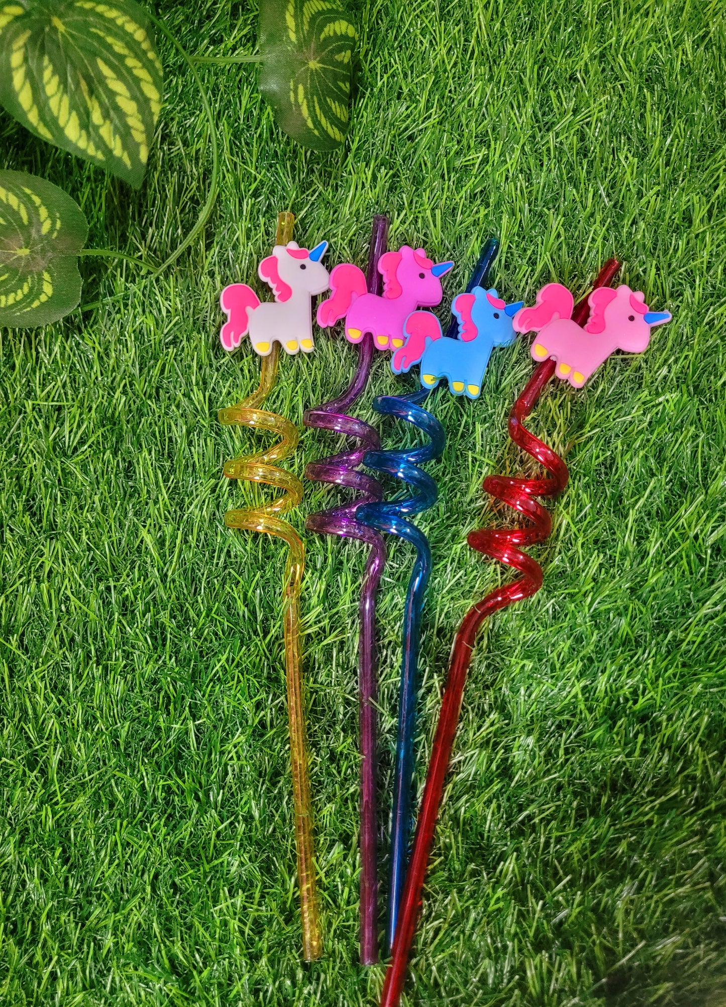 Pack of 4 Multicolor Unicorn Straws