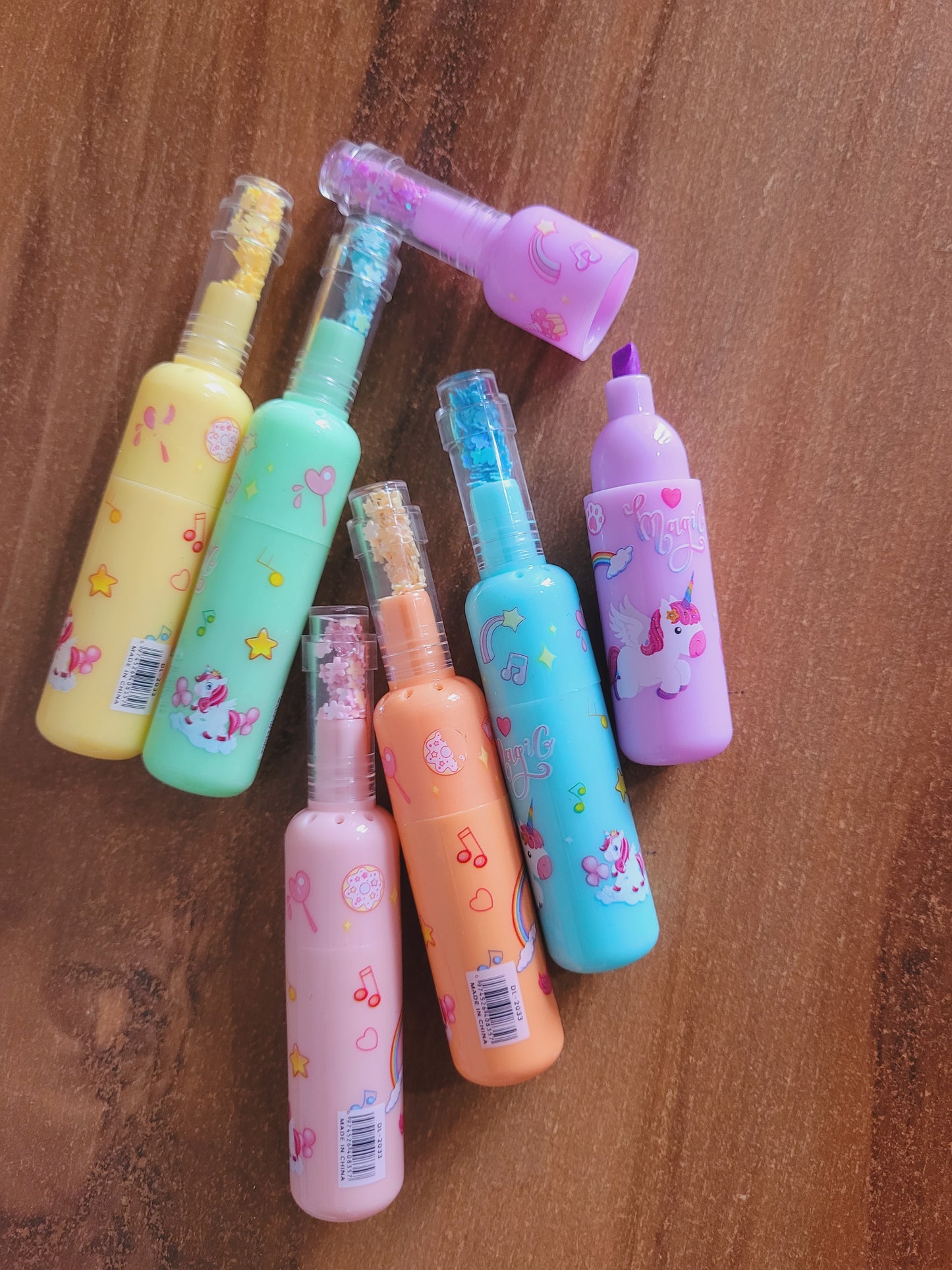 Unicorn Glitter Highlighters- Pack of 6