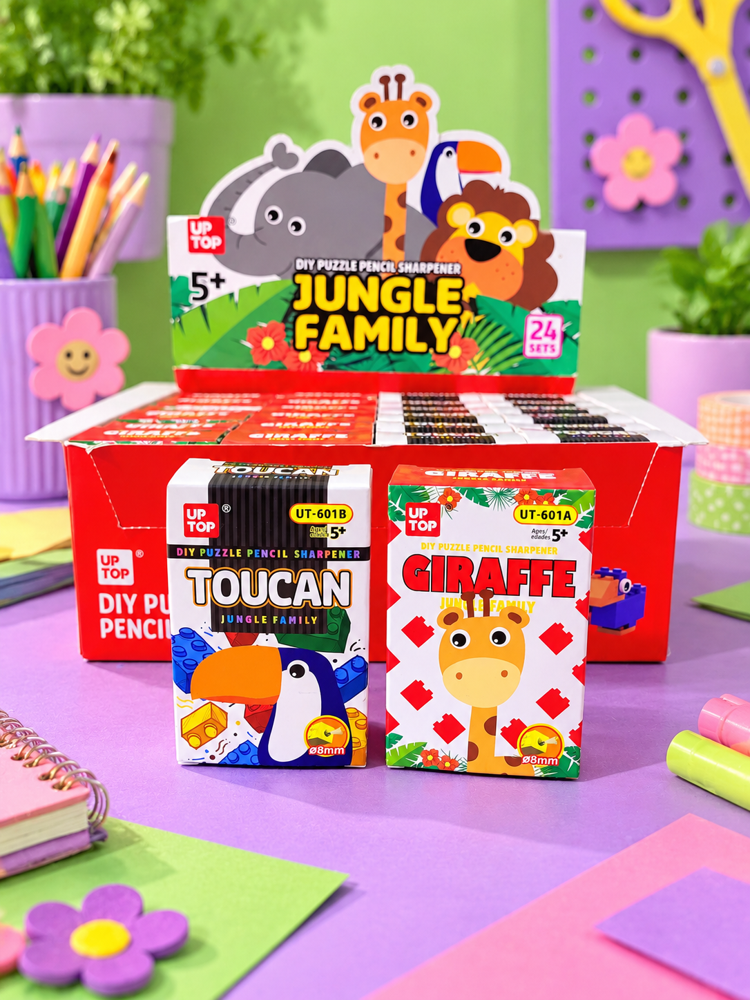 DIY Puzzle Pencil Sharpener In Giraffe And Toucan