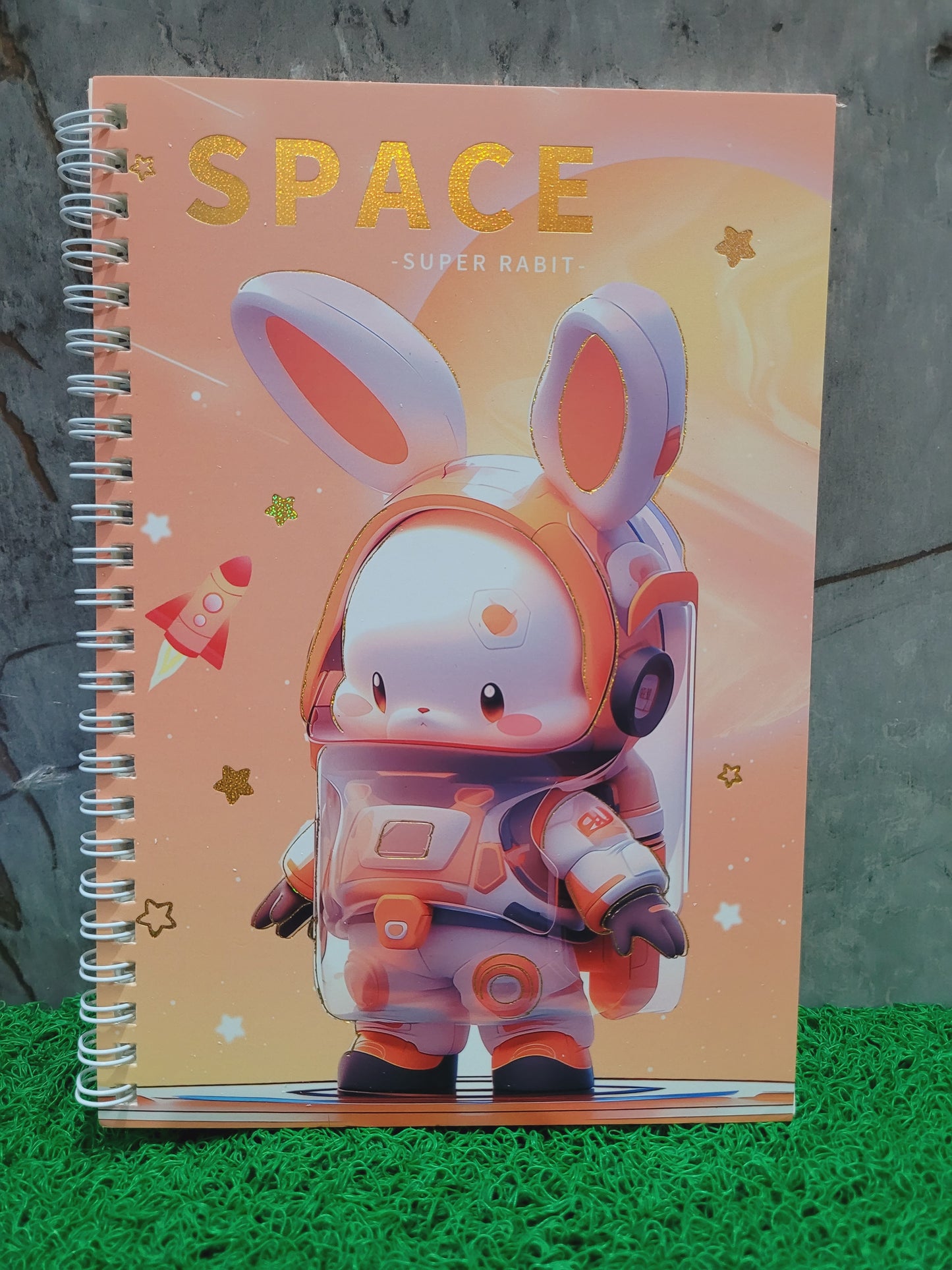 Space Rabbit Spiral Notebook