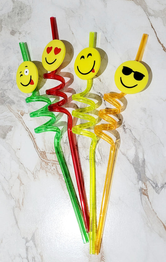 Pack Of 4 Emoji Straws