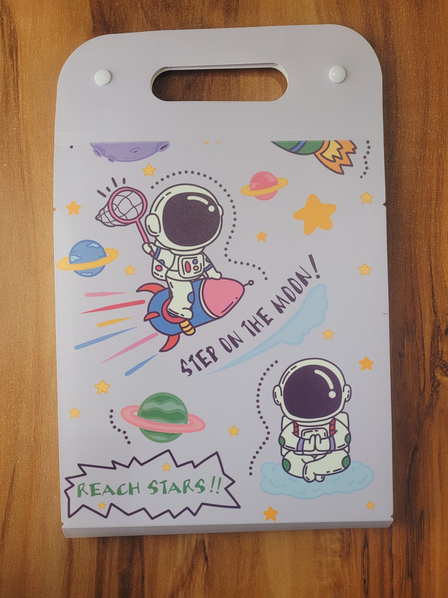 Astronaut/Space File Folder With Button Lock And Handle