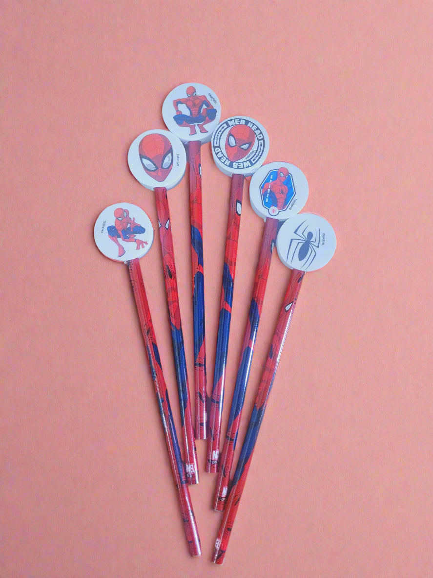 6 Pcs Pencil Set With Funky Erasers