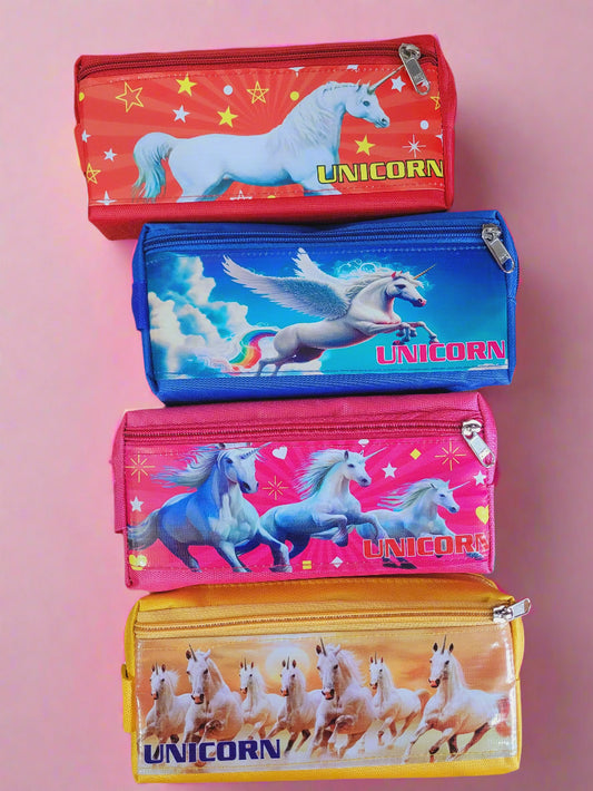 Unicorn Double Pocket Stationery Pouch