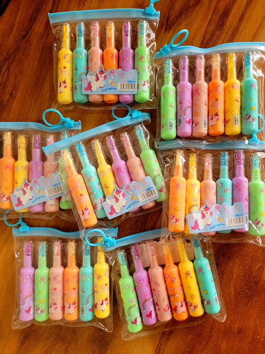 Unicorn Glitter Highlighters- Pack of 6