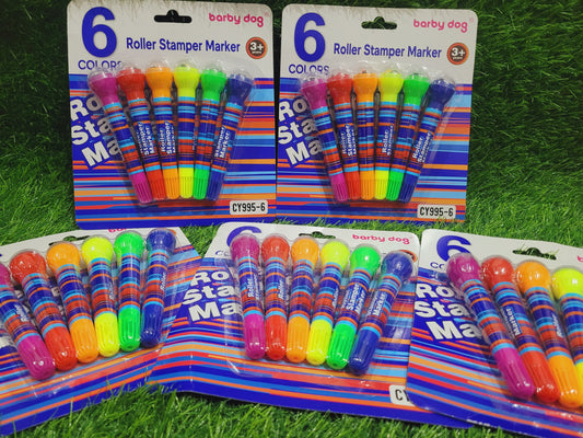 Roller Stamper Marker- Set Of 6 Pens