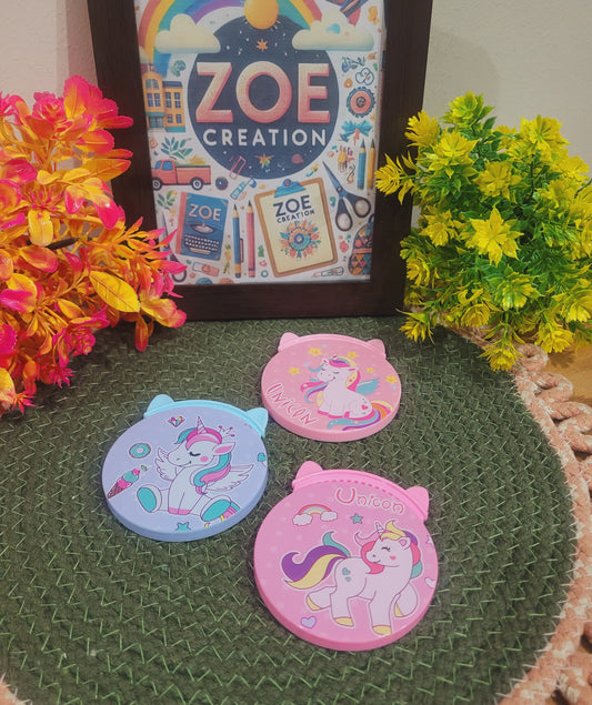 Unicorn Round Mirror With Tiny Comb