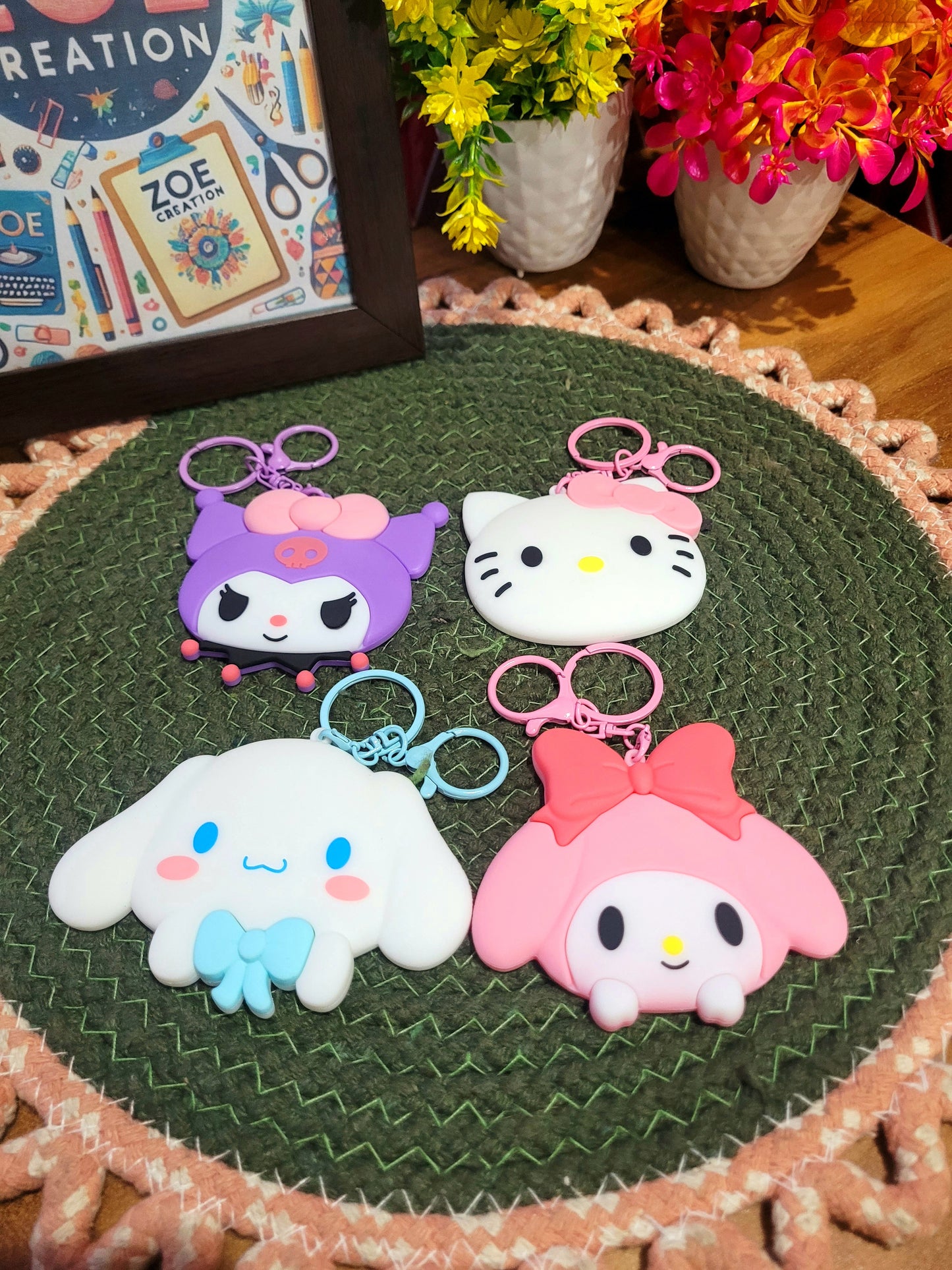 Sanrio PVC Mirror With Keyring