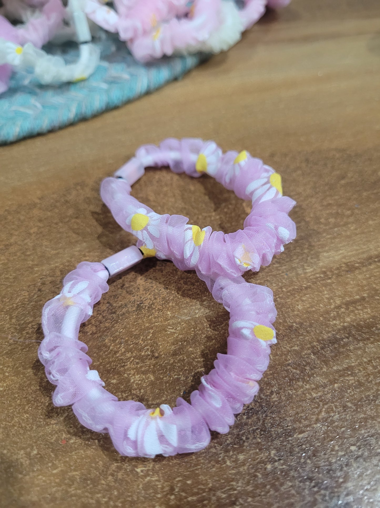 Floral Organza Hairties/Rubber Bands For All- 1 Pair