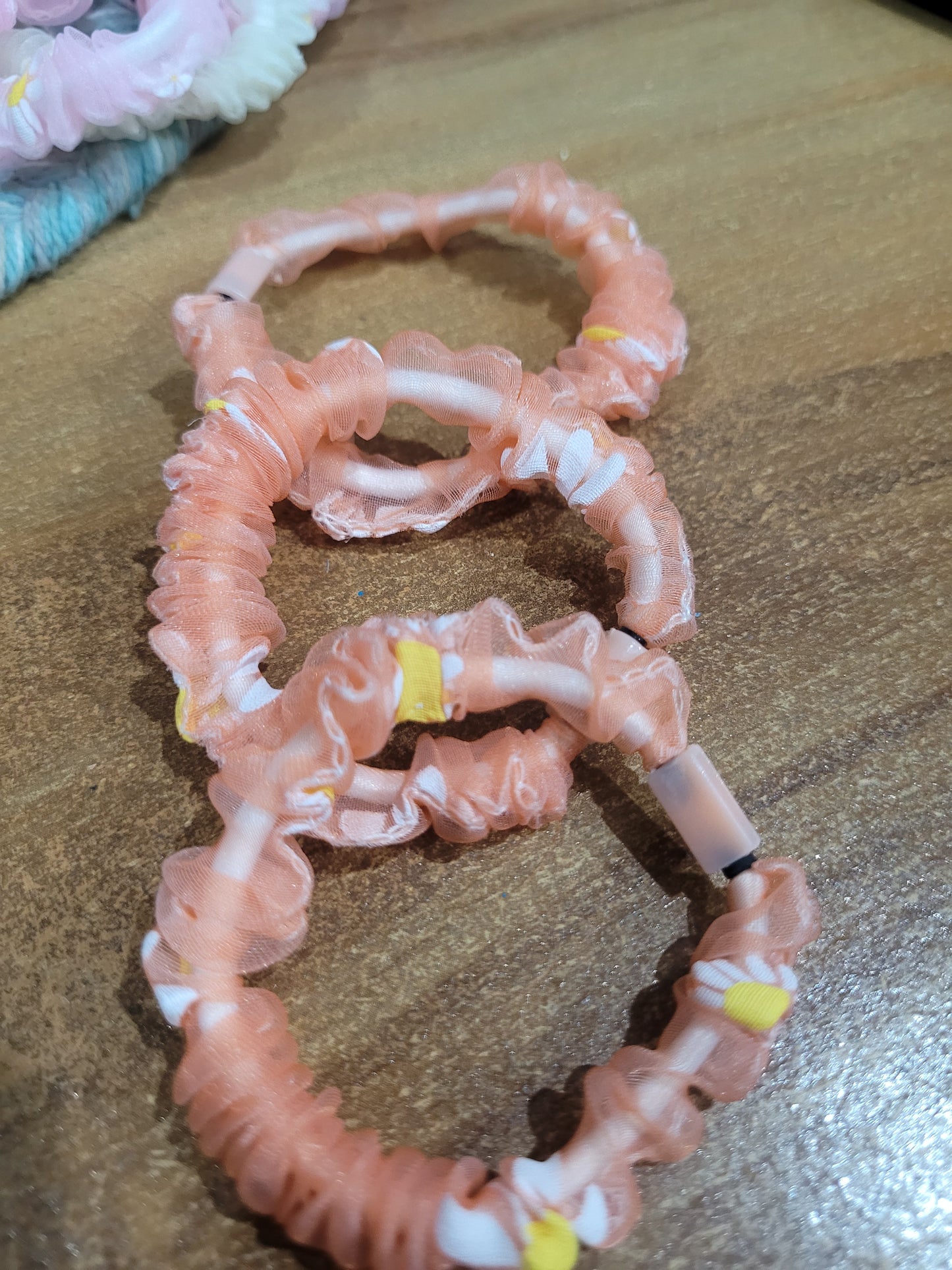 Floral Organza Hairties/Rubber Bands For All- 1 Pair