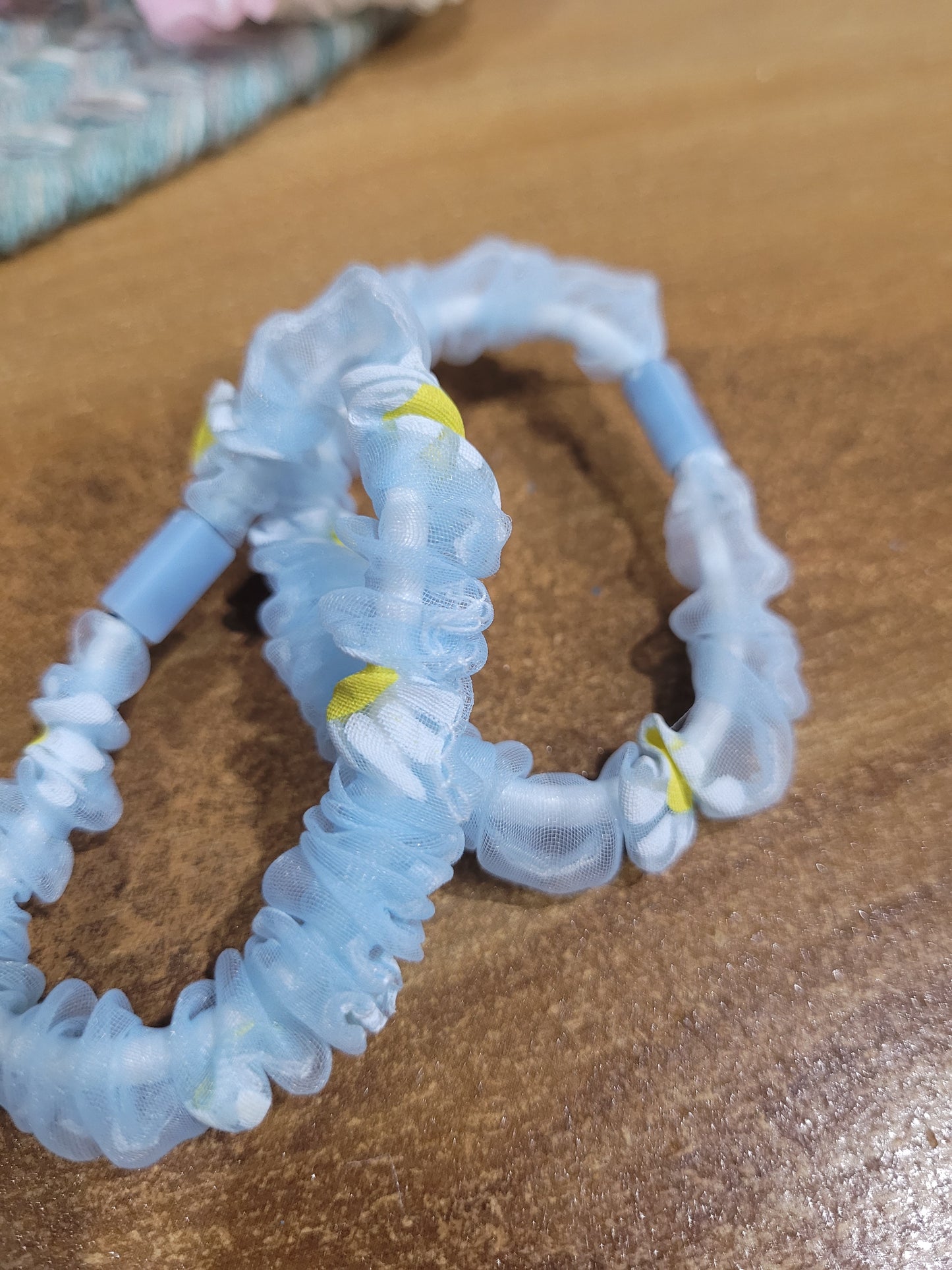 Floral Organza Hairties/Rubber Bands For All- 1 Pair