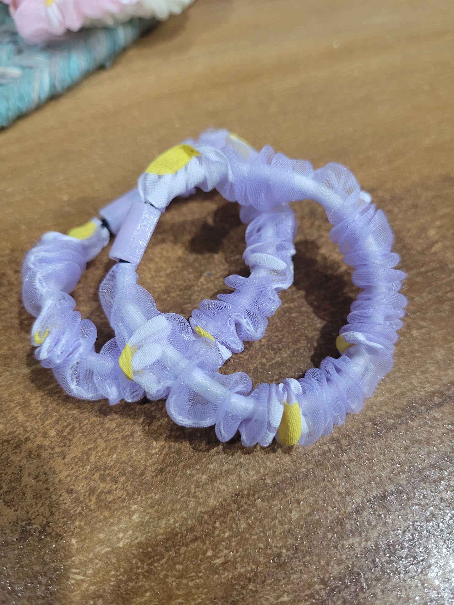 Floral Organza Hairties/Rubber Bands For All- 1 Pair