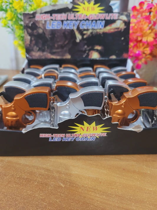 LED Gun Keychain With Laser Light
