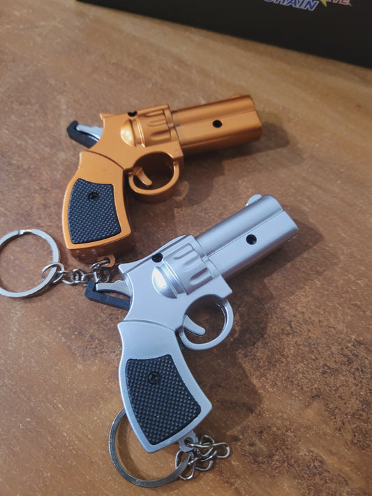 LED Gun Keychain With Laser Light