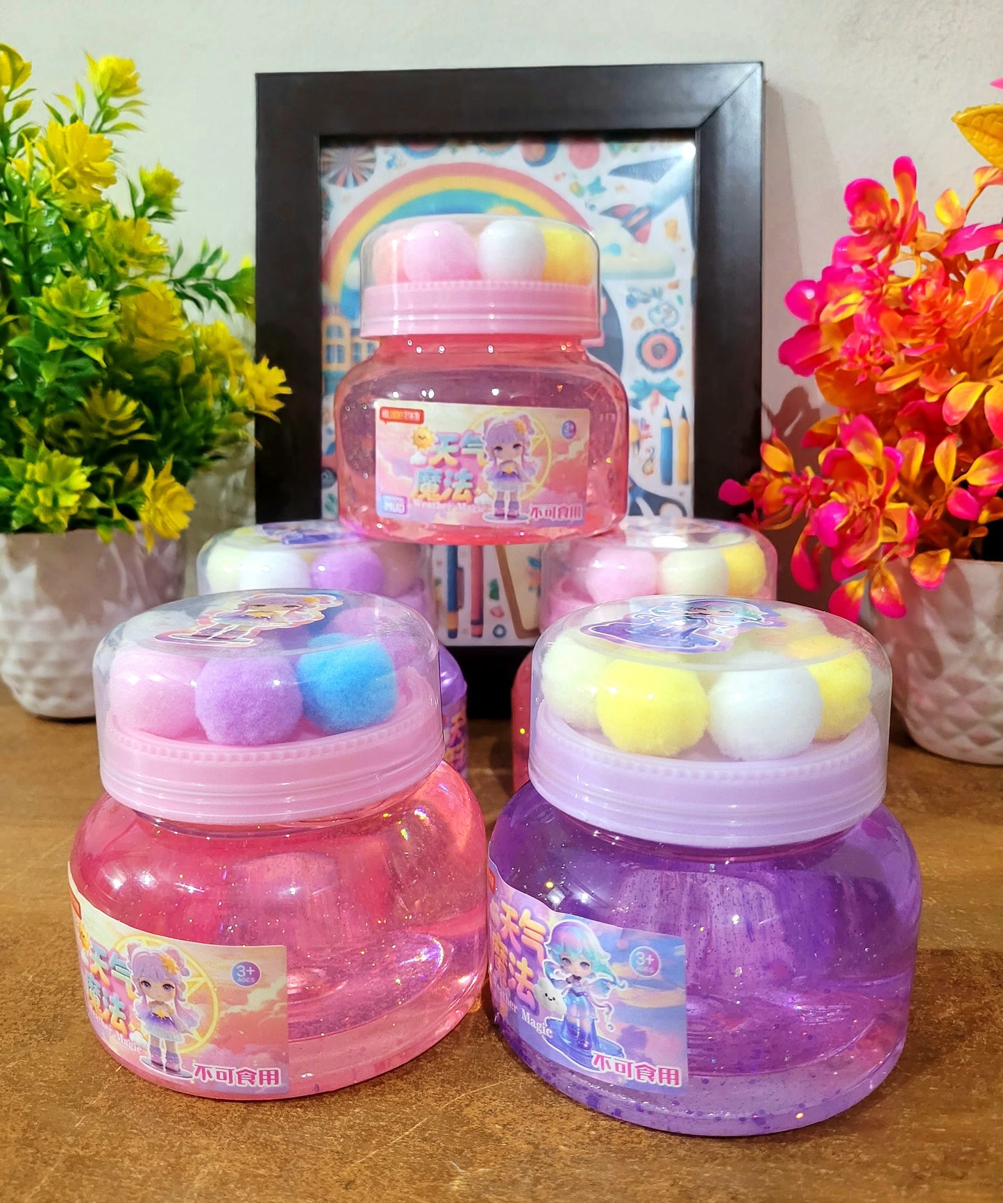 Pom Pom Slime Bottle For Kids