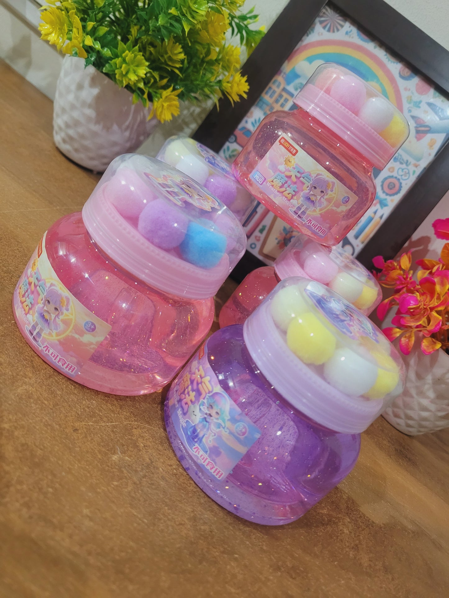Pom Pom Slime Bottle For Kids