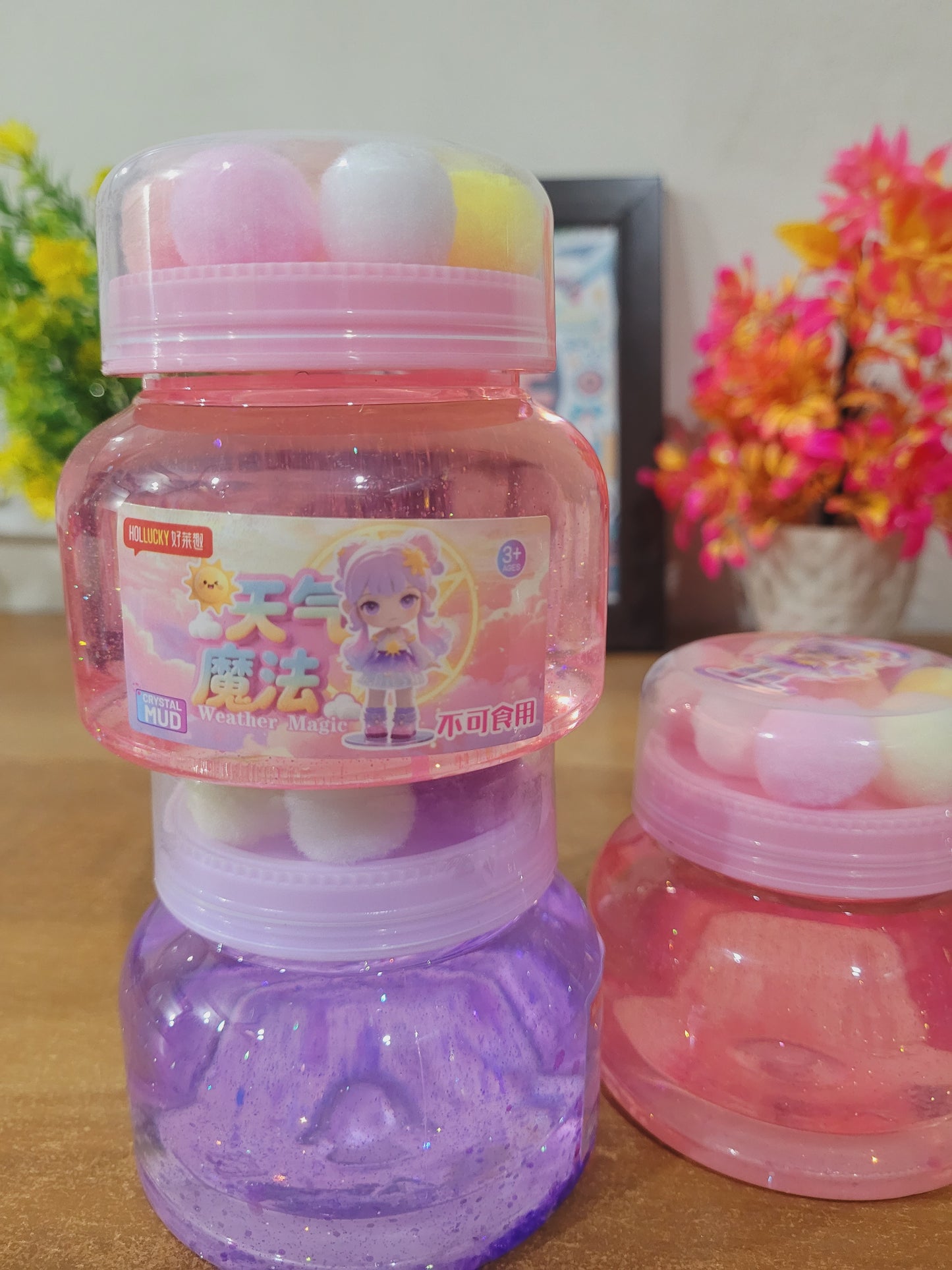 Pom Pom Slime Bottle For Kids