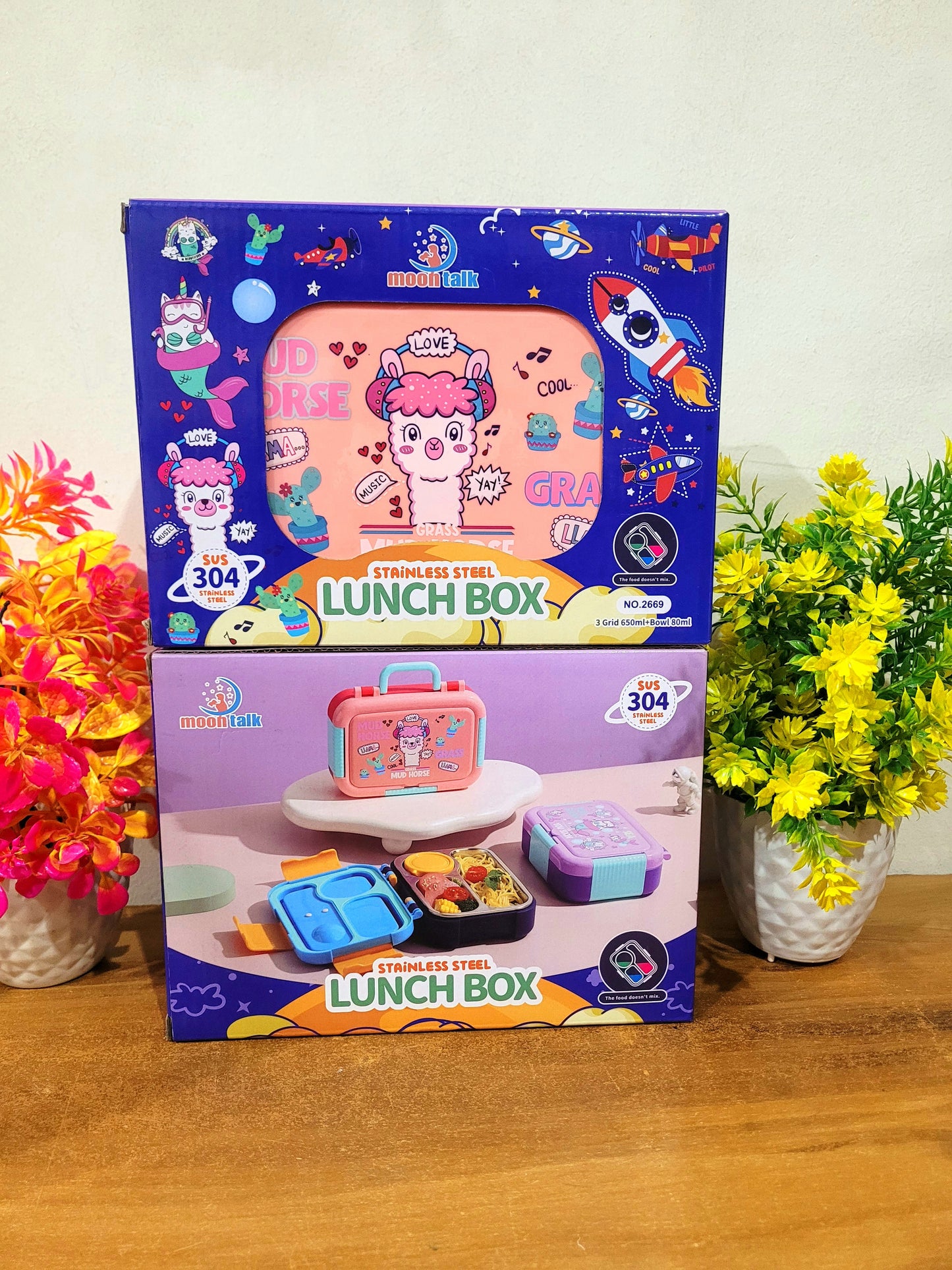 Bento Stainless Steel Lunch Box-3 Grid (650ML+80ML)