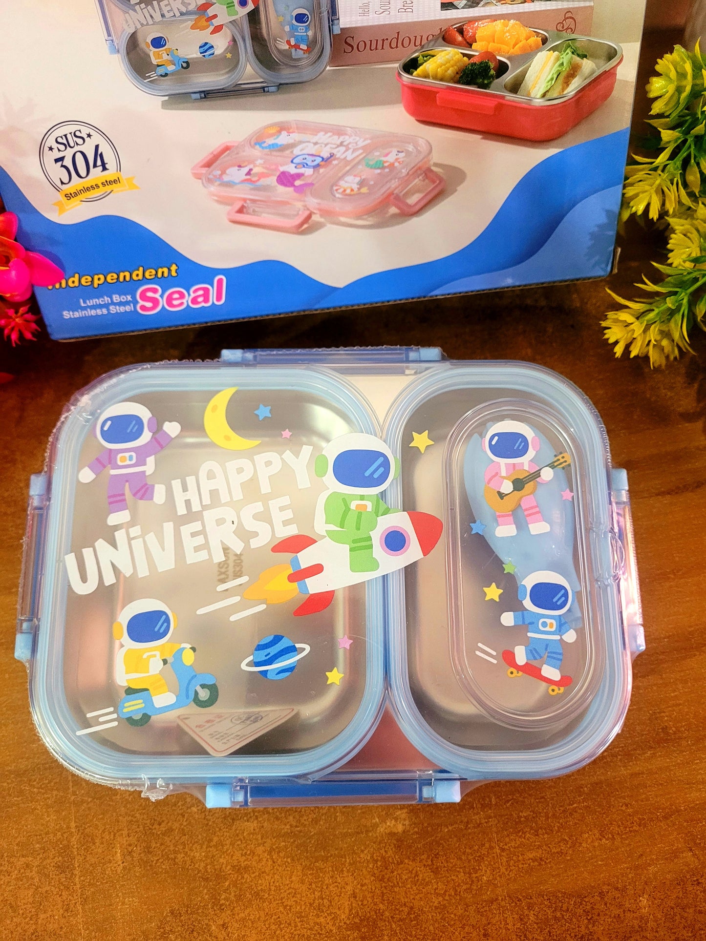 Astronaut Stainless Steel-2 Grid Lunch Box-600ML