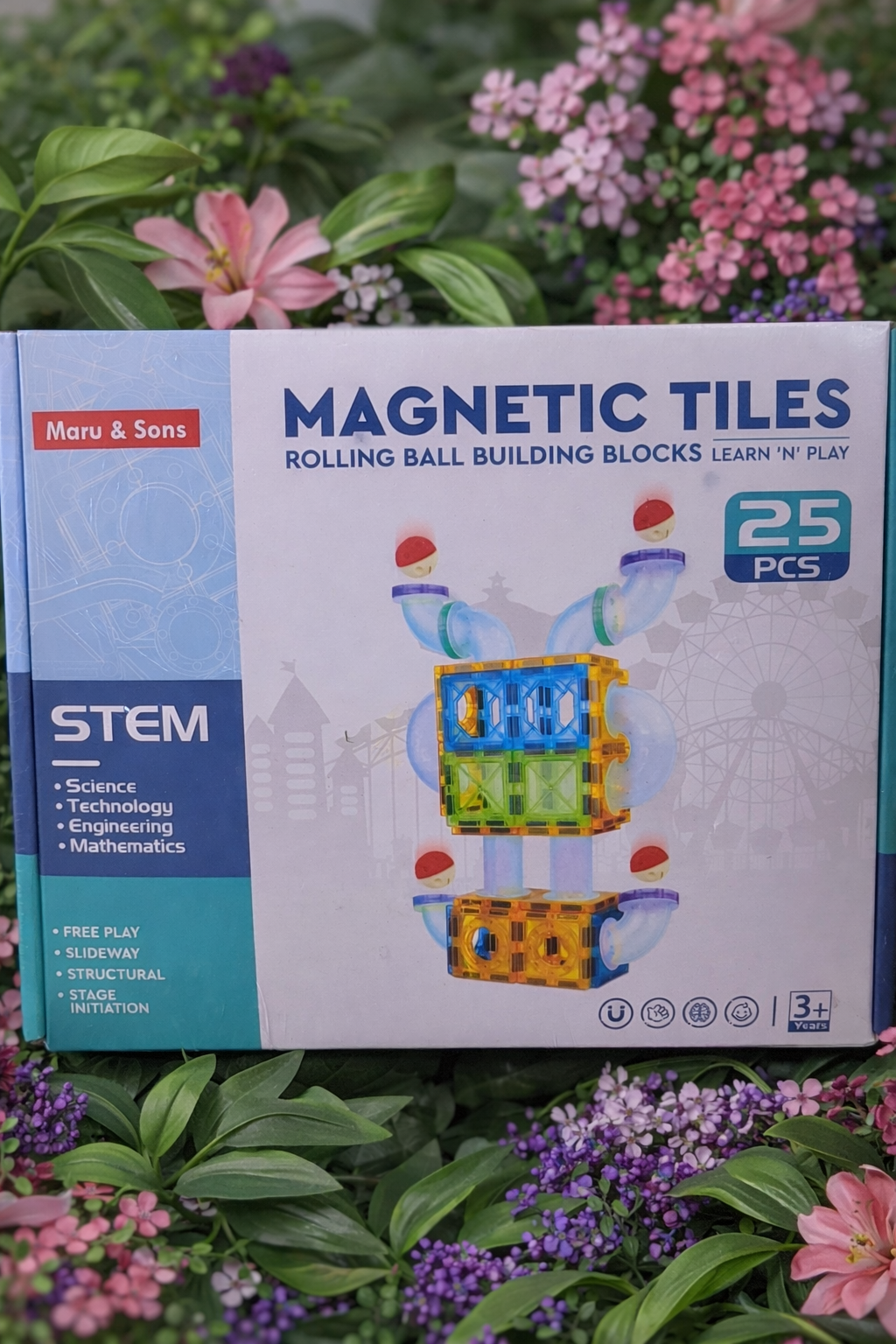Magnetic Tiles-25Pcs-Rolling Ball Building Blocks For Kids