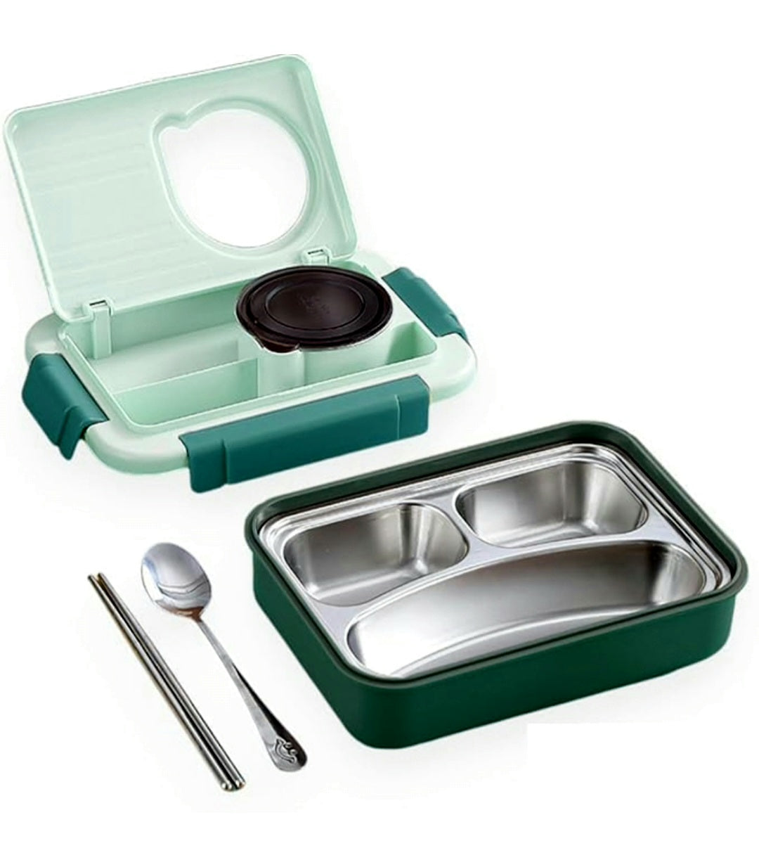 Bento 3 Grid Stainless Steel Lunch Box- 750ML+150ML