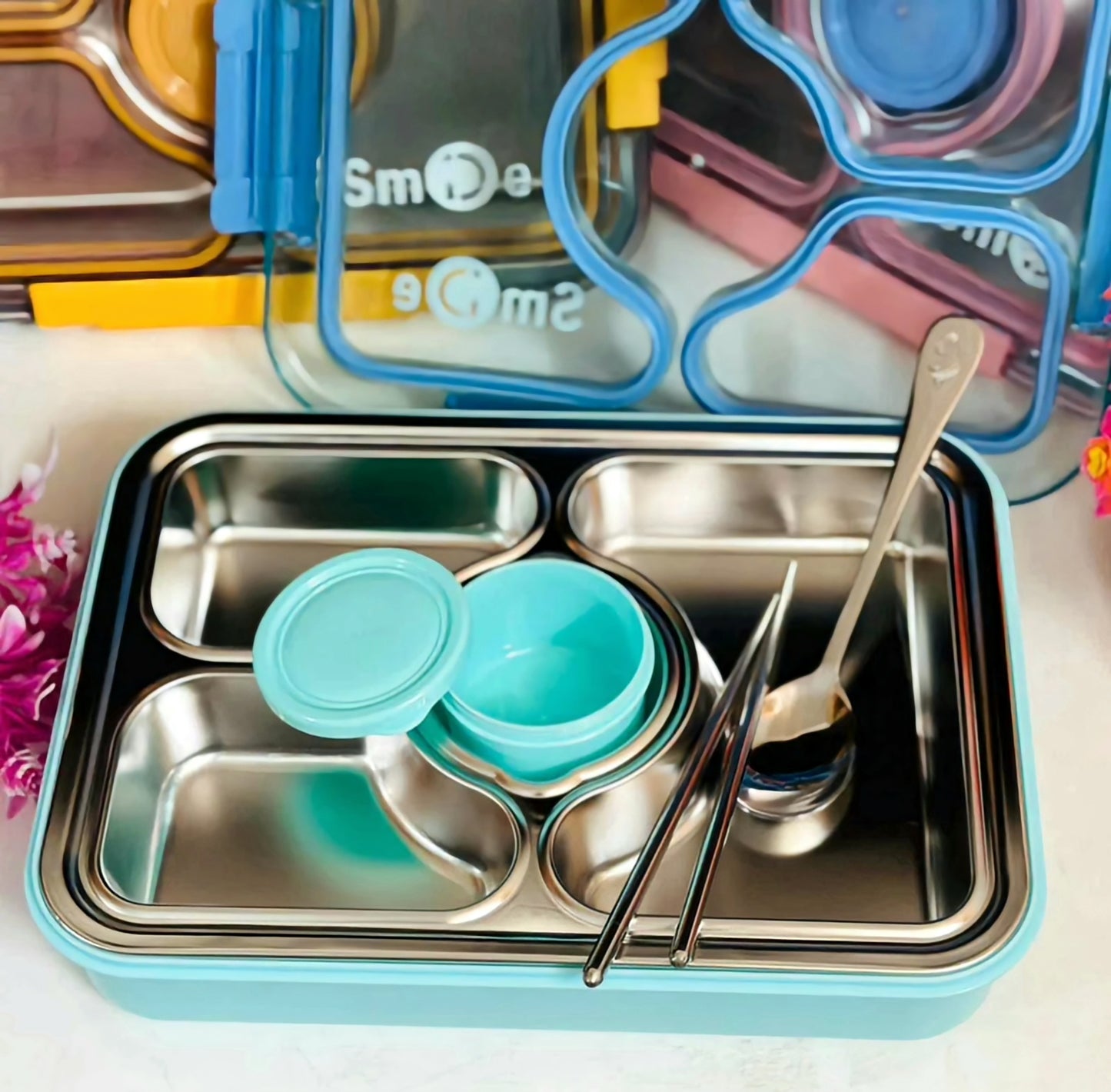 Stainless Steel Lunch Box-3 Grid+Sauce Cup